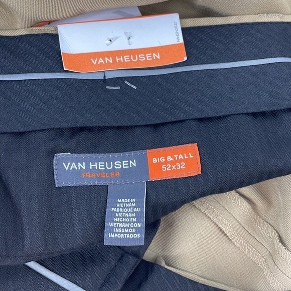 NWT VAN HEUSEN stretch premium no iron trouser pants tan size 52 X 32 men's - Picture 6 of 8